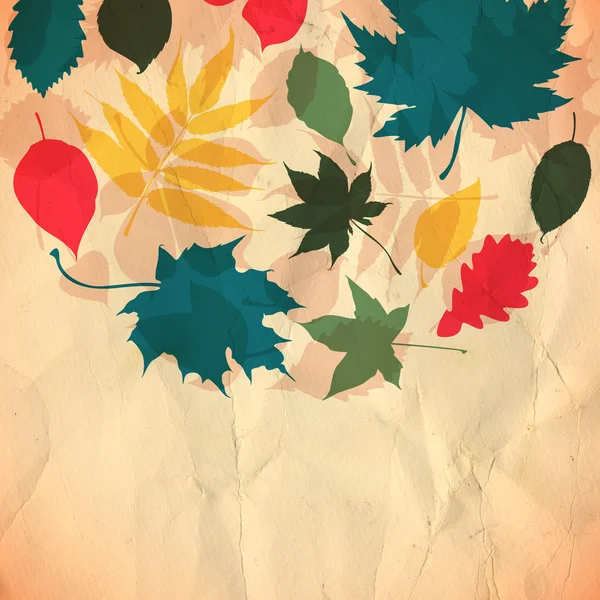 Χαρτί Φθινοπωρινά φύλλα φόντο σε ρετρό χρώματα. — Φωτογραφία Αρχείου