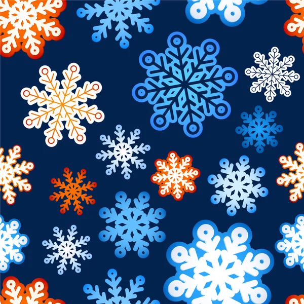 Flocon de neige hiver fond sans couture, motif de papier de Noël. carte de vœux — Image vectorielle