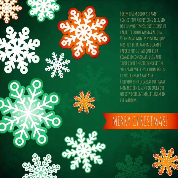 Snowflake winter background, christmas paper pattern. greeting card and space for text — Stock Vector