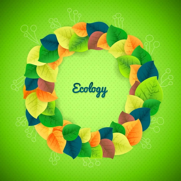 Banner vetorial design de folha ecológica com flores e lugar para texto — Vetor de Stock