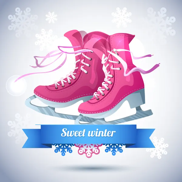 Retro Christmas card with ice skates — Stock Vector