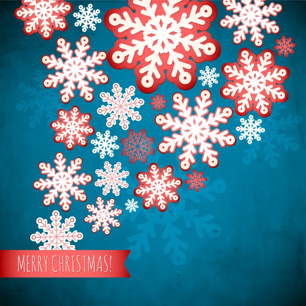 Copo de nieve invierno fondo azul, patrón de papel de Navidad . — Vector de stock