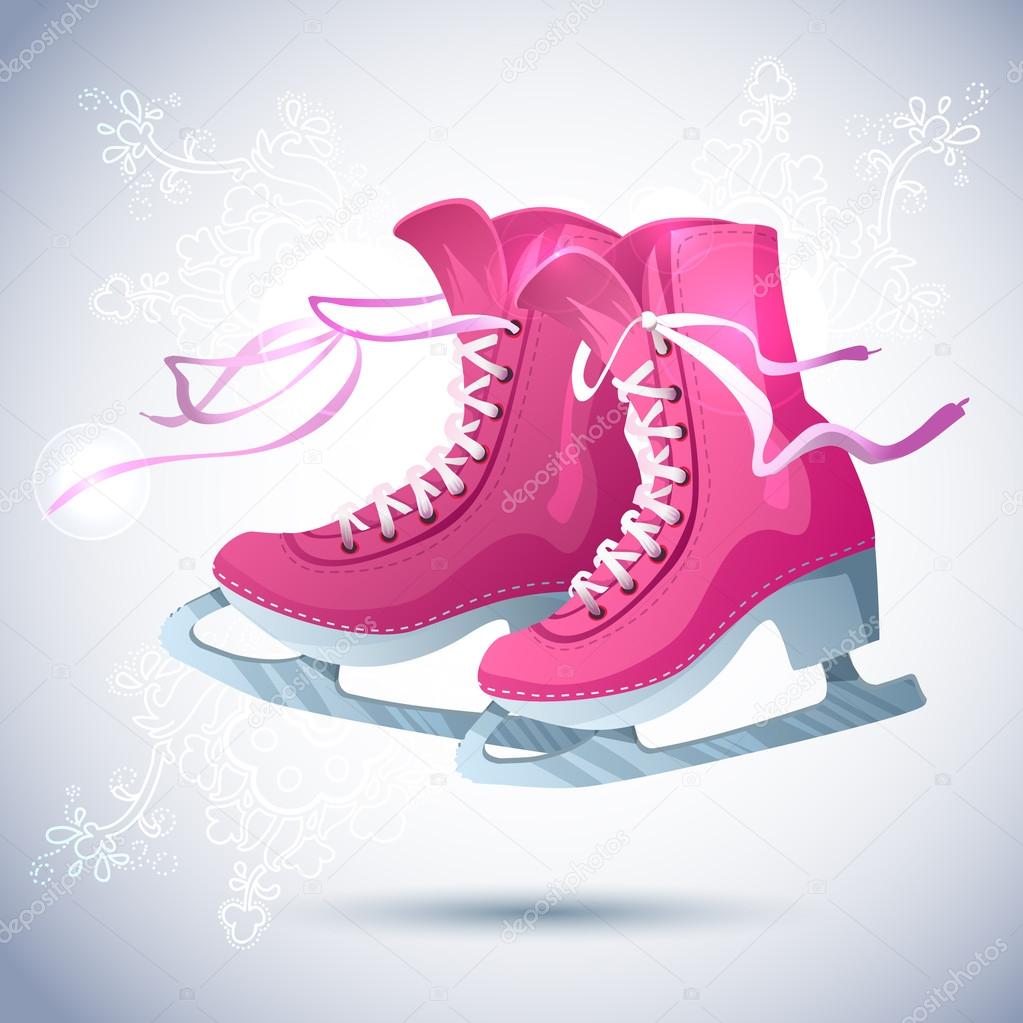 Retro Christmas card with ice skates