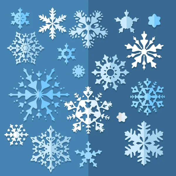 Set de copo de nieve navideño decorativo en vector — Vector de stock