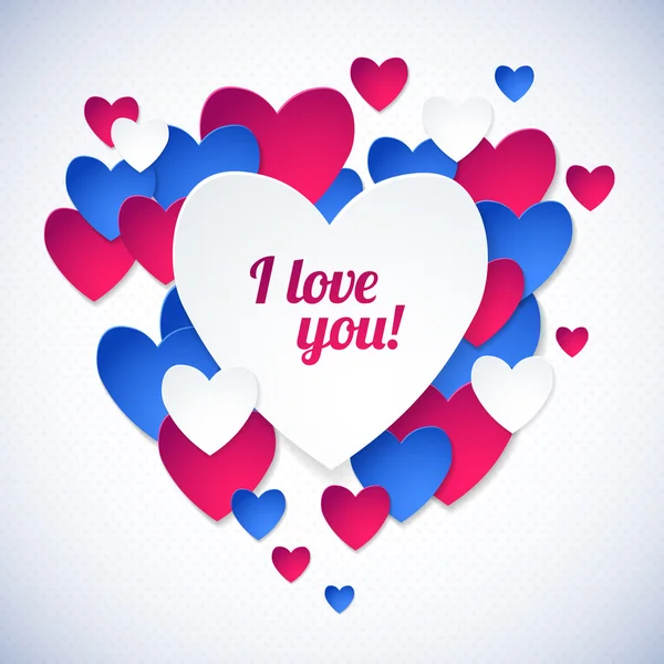 Glücklicher Valentinstag! Farbe Herz Papier Sticker. — Stockvektor