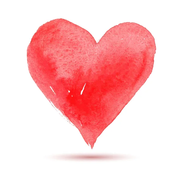 Акварель красной краской сердце, векторный элемент для вашего дизайна — стоковый вектор