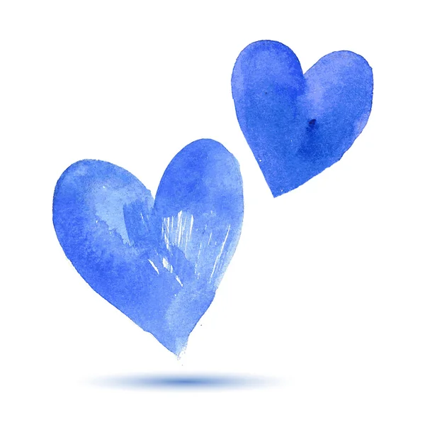 Акварельный синий окрашены сердце, векторный элемент для вашего дизайна — стоковый вектор
