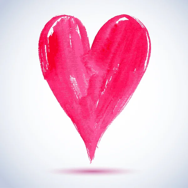 Corazón pintado de rojo acuarela, elemento vectorial para su diseño — Vector de stock