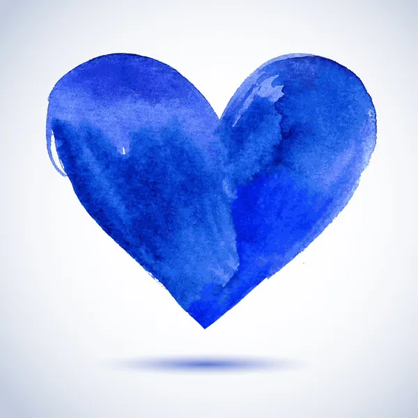 Acuarela azul pintado corazón, elemento vectorial para su diseño — Vector de stock