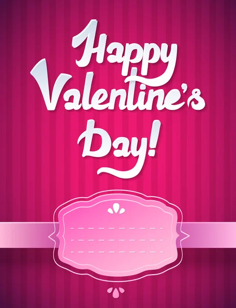 Gelukkige Valentijnskaart en roze achtergrond. Happy Valentijnsdag kaart met trendy elegante scripttype — Stockvector
