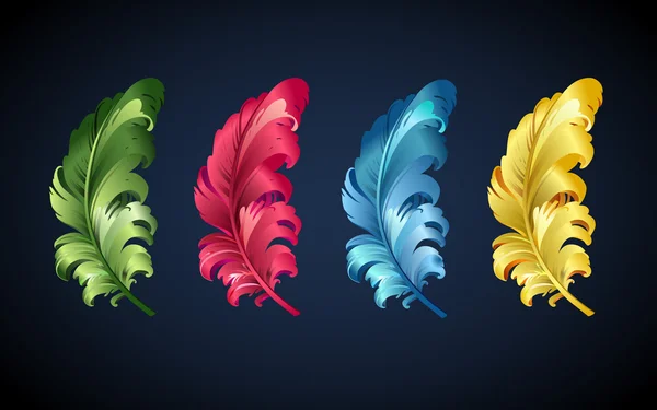 Vector plumas de colores de aves espolvorear — Archivo Imágenes Vectoriales