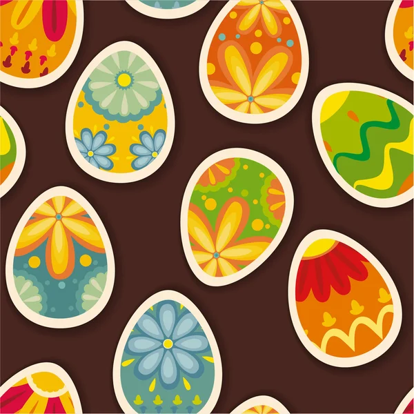 Happy Easter seamless template, colored eggs and polka dot pattern — Stock Vector