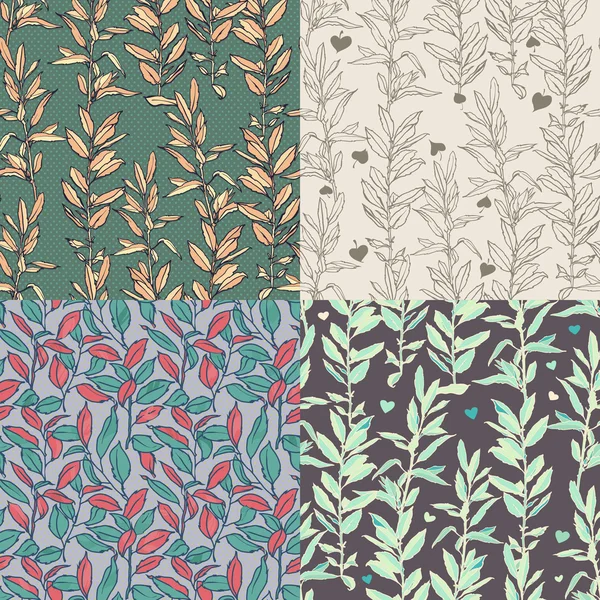 Seamless patterns with leafs. Leaf background. — Stock Vector