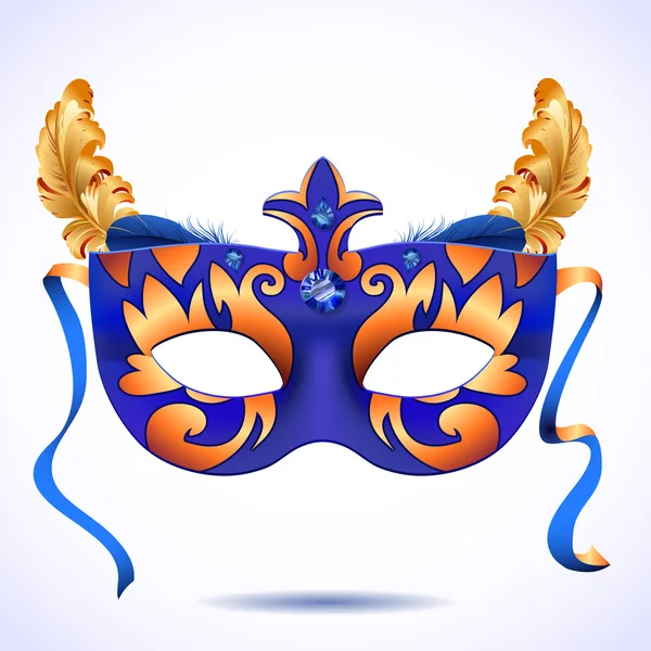 Карнавальная маска с векторными иллюстрациями перьев — стоковый вектор