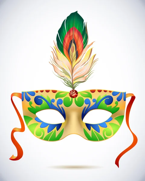 Carnaval masker met veren vectorillustraties — Stockvector