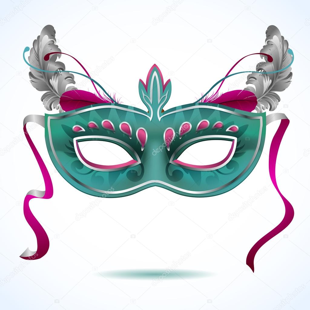 Carnival mask with feathers vector illustrations