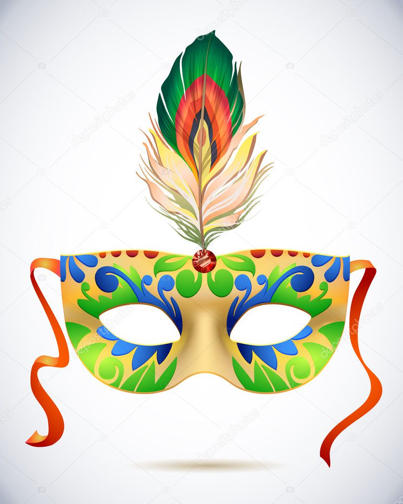 Carnival mask with feathers vector illustrations