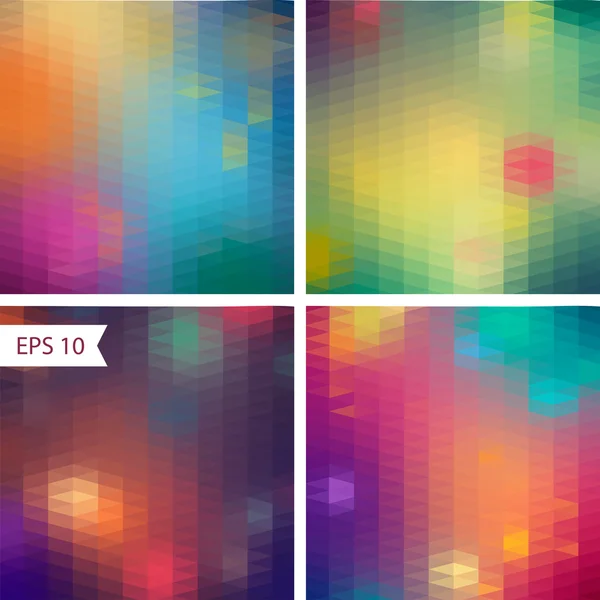 Abstract optic effect colorful pattern background set. Triangle patterns — Stock Vector