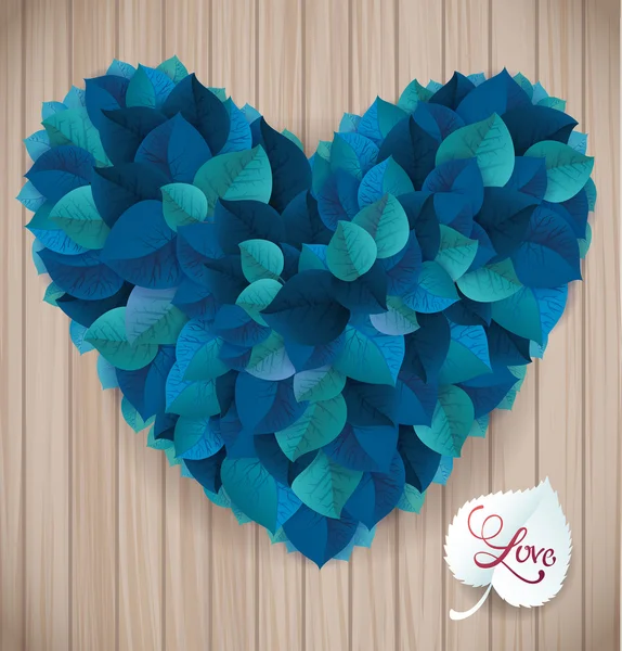 Abstracte blauw hart blad vector achtergrond maakt plezier van u — Stockvector