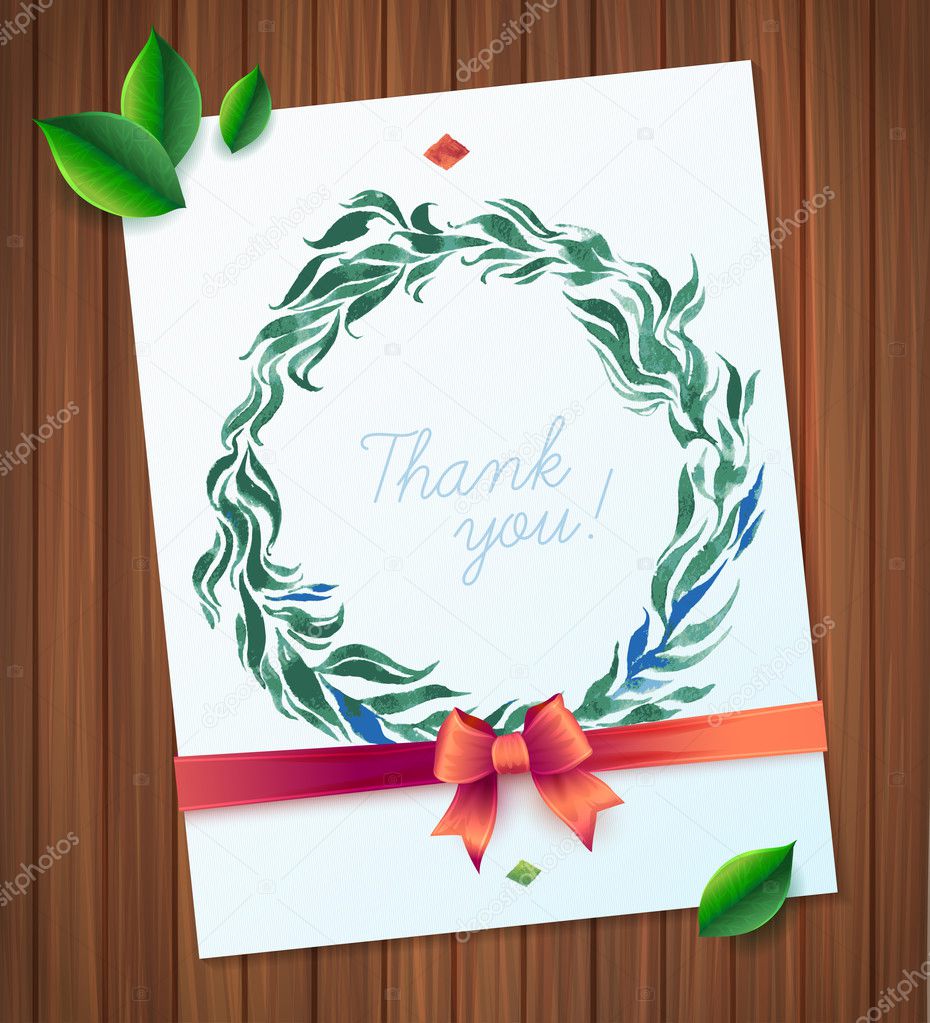 THANK YOU watercolor floral wreath