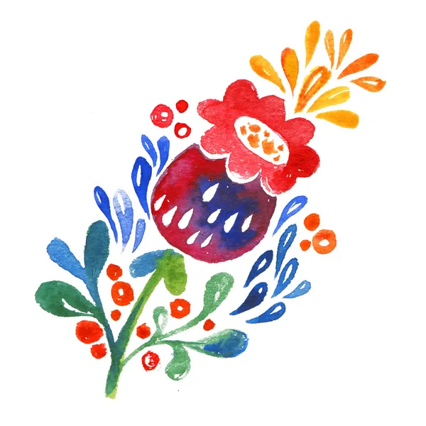 Aquarell Blume Raster Illustration. Aquarell florale Grußkarte. Vintage-Retro-Hintergrund mit floralem Ornament — Stockfoto