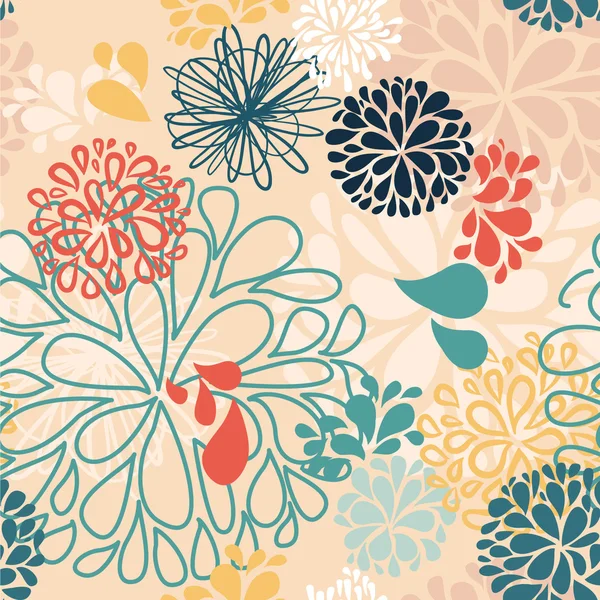 Abstrakte Vektor bunte Kritzeleien in Form von Blumen aus Tropfen. nahtlose Muster Hintergrund mit bunch.decorative Illustration für Druck, Web — Stockvektor