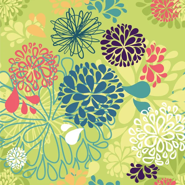 Abstract vector kleurrijke doodles in vorm van bloemen gemaakt van druppels. naadloze patroon achtergrond met bunch.decorative illustratie voor afdrukken, web — Stockvector