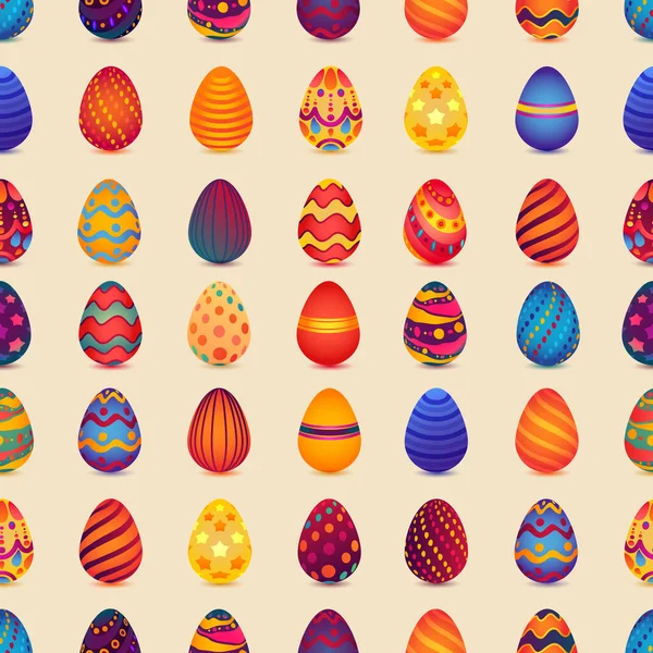 Eastern Colorful Eggs Seamless Pattern. Vector seamless texture with a lot of cartoon Eggs — Stock Vector