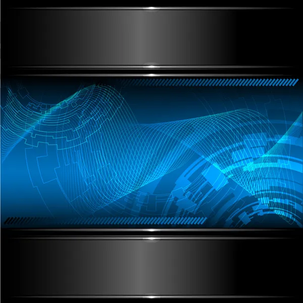 Abstract technology background with metallic banner. Vector. — Stock Vector