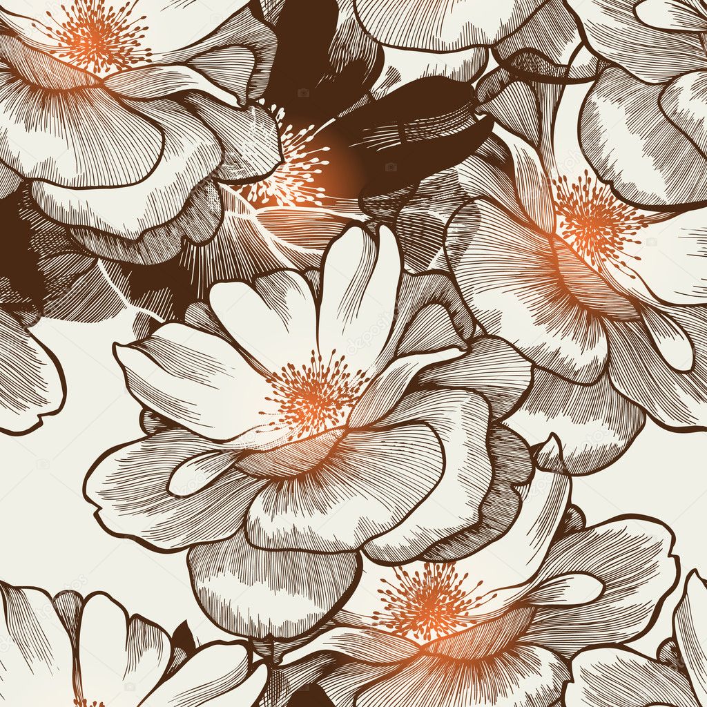 Glamour seamless wallpaper with blooming roses. Vector.