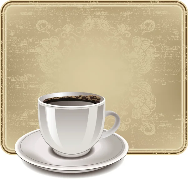 Marco vintage con una taza de café, ilustración vectorial . — Vector de stock