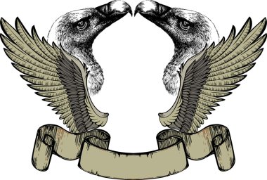 amblemi ile kanatları ve griffin, el çizimi. vektör çizim