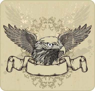 amblem Kartal, kanat ve vintage bir afiş. vektör çizim.