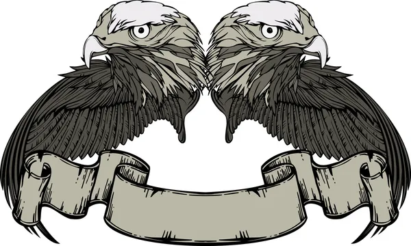 Emblem mit Adler und Flügeln und Vintage-Banner. Vektorillustration — Stockvektor