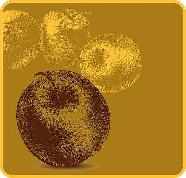 Sfondo con mele, disegno a mano. Illustrazione vettoriale . — Vettoriale Stock