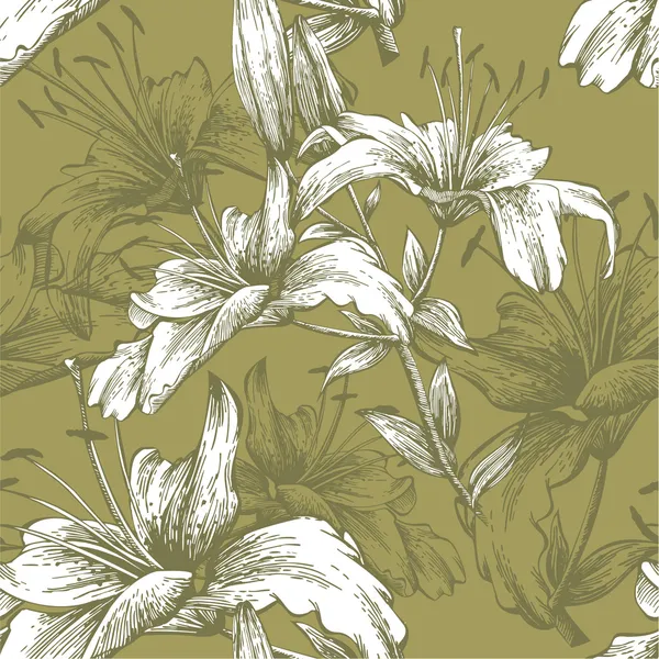 Seamless mönster med blommor liljor. vektor illustration. — Stock vektor