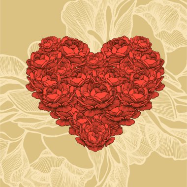 kalp gül, vektör çizim.