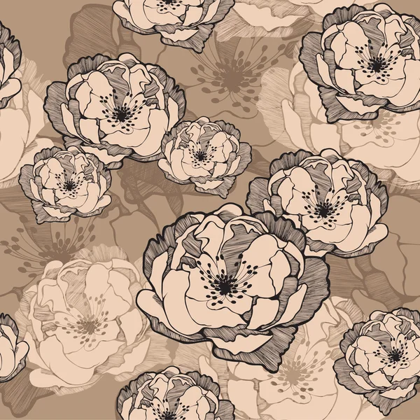 Безшовний візерунок з декоративними трояндами. Векторні ілюстрації . — стоковий вектор