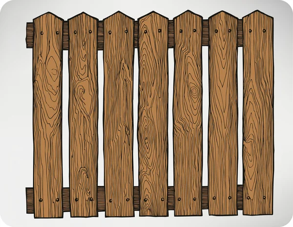Clôture de planches en bois sans couture, dessin à la main. Illustrtra vectoriel — Image vectorielle