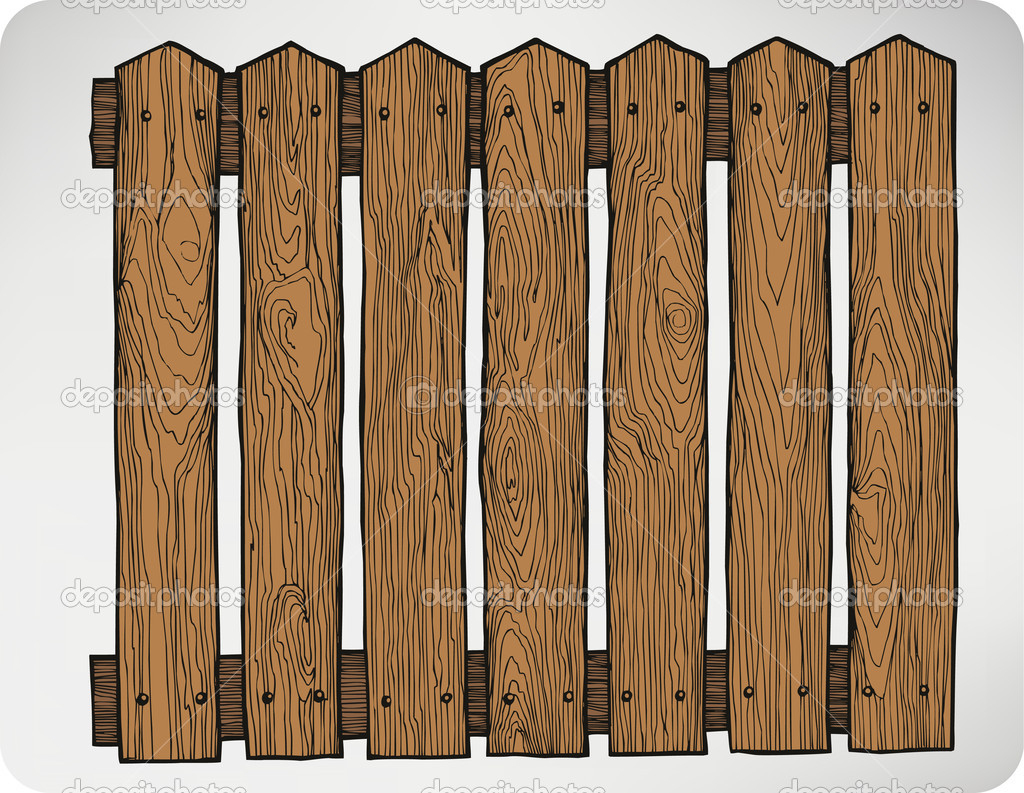 Fence from wooden boards seamless, hand-drawing. Vector illustra