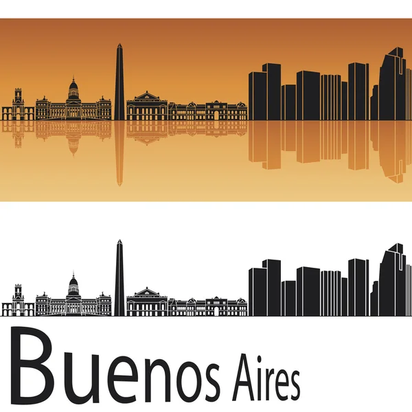 Horizonte de Buenos Aires em fundo laranja — Vetor de Stock