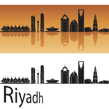 Turuncu arka planda Riyad manzarası