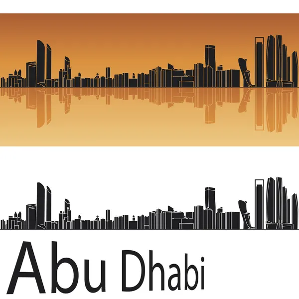 Skyline van Abu dhabi in oranje achtergrond — Stockvector