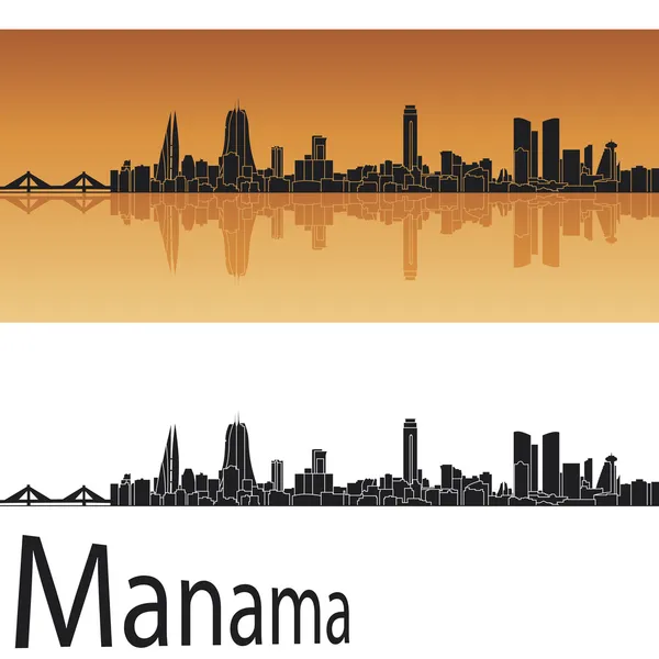 Manama skyline in orange background — Stock Vector