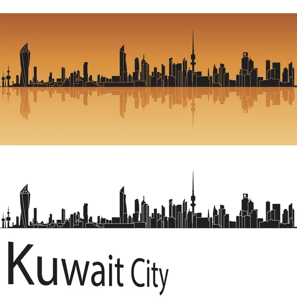 Ciudad de Kuwait skyline en fondo naranja — Vector de stock