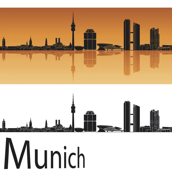 Skyline de Munich en fondo naranja — Vector de stock