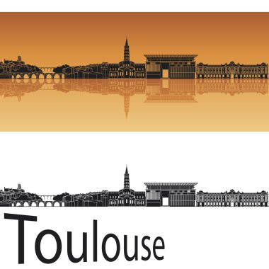 Toulouse skyline in orange background clipart