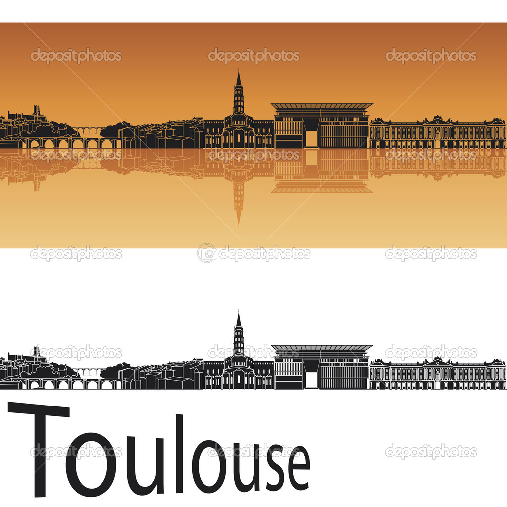 Toulouse skyline in orange background