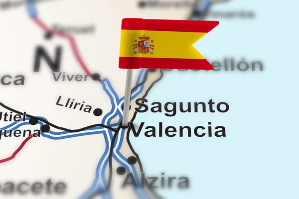 Знамя с флагом Испании в Барселоне — стоковое фото