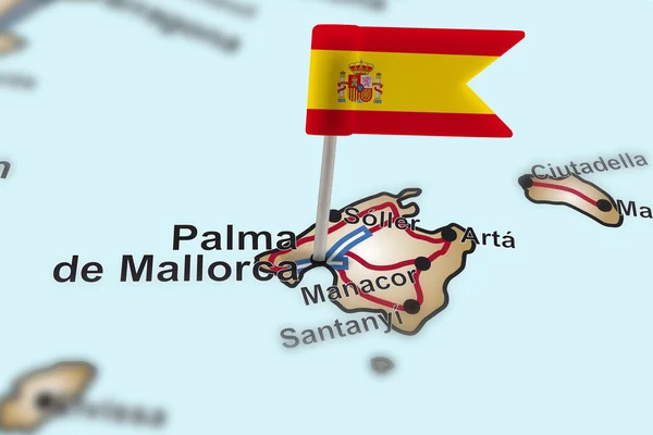 Pin with flag of Spain in Palma de Mallorca — Stock Photo, Image